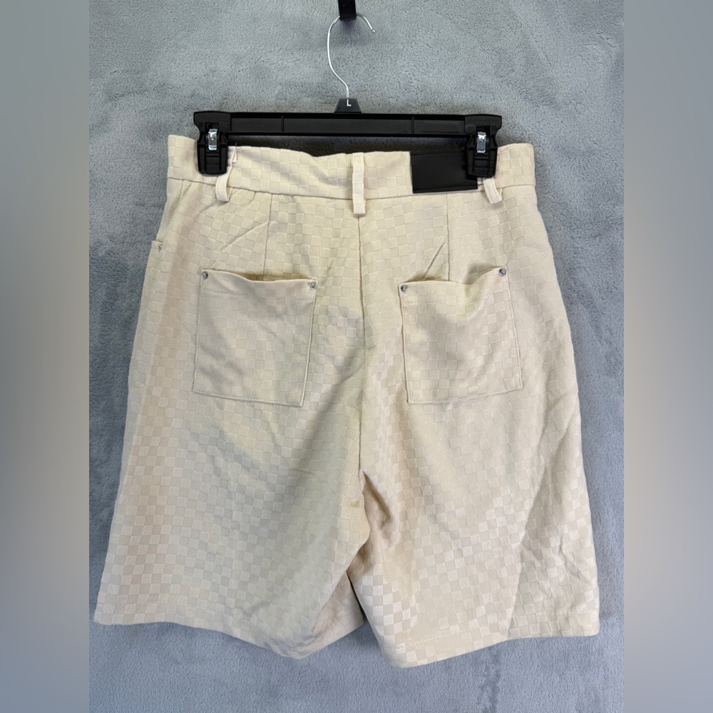Togi Merch Set Two-Piece Cream Check Textured Jacket & Shorts Set Size Large - Picture 7 of 7